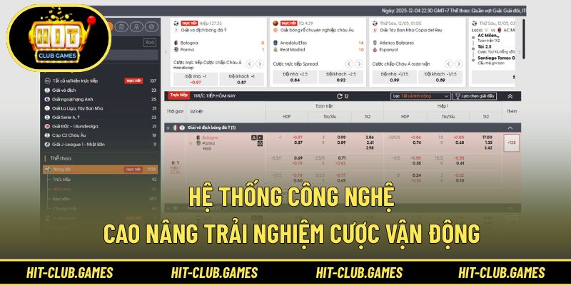 Hệ thống công nghệ cao nâng trải nghiệm cược vận động
