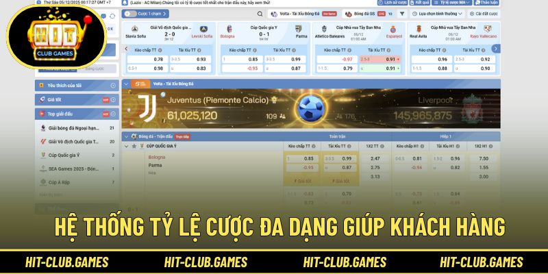 Hệ thống tỷ lệ cược đa dạng giúp khách hàng