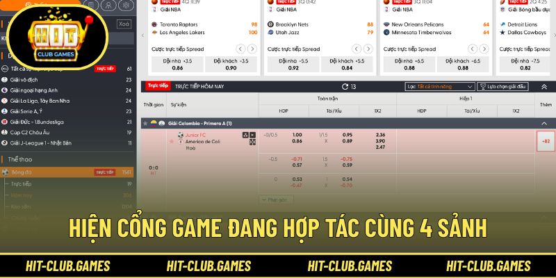 Hiện cổng game đang hợp tác cùng 4 sảnh